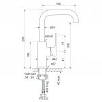 Zeos Sink Mixer Square 160 dimensions image