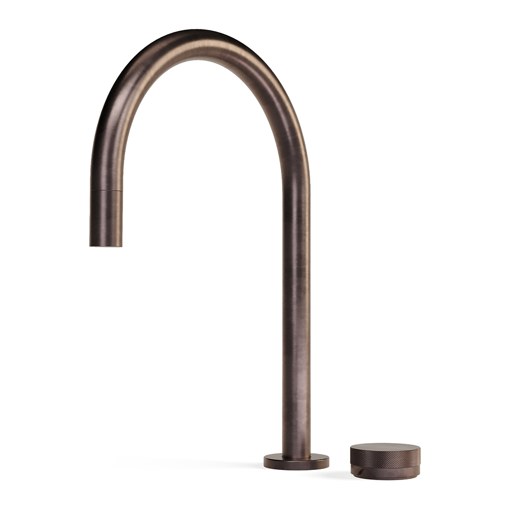 Zero Progresiv Knurl Sink Mixer w. Pull Out, Curve in Armada Bronze