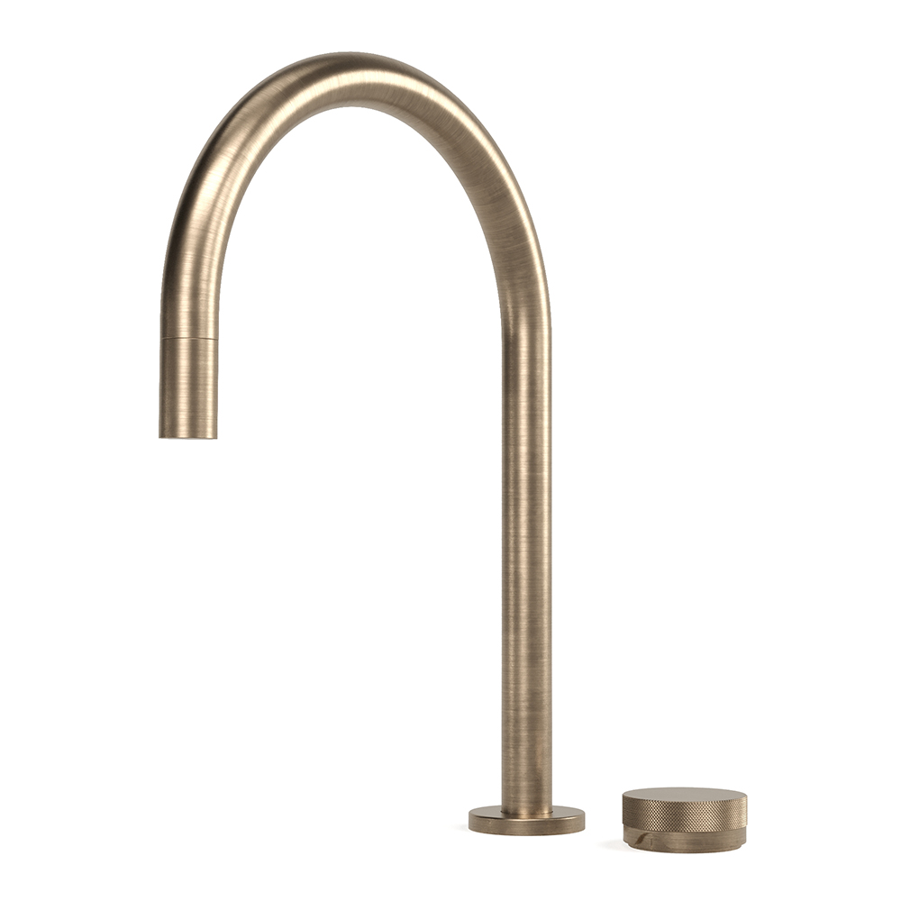Zero Progresiv Knurl Sink Mixer w. Pull Out, Curve in Discovery Bronze
