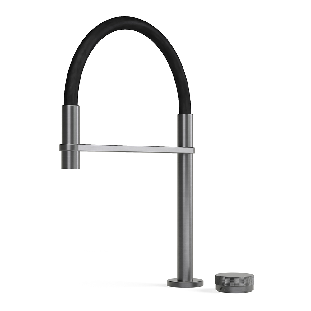 Brushed Graphite Zero Progresiv Knurl Sink Mixer Pull Down in Brushed Graphite
