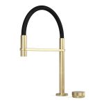 Raw Brushed Brass Zero Progresiv Knurl Sink Mixer Pull Down in Raw Brushed Brass