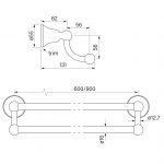 Cascade Towel Rail Double 900 dimensions image