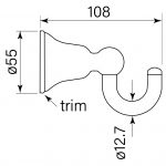 Cascade Robe Hook dimensions image