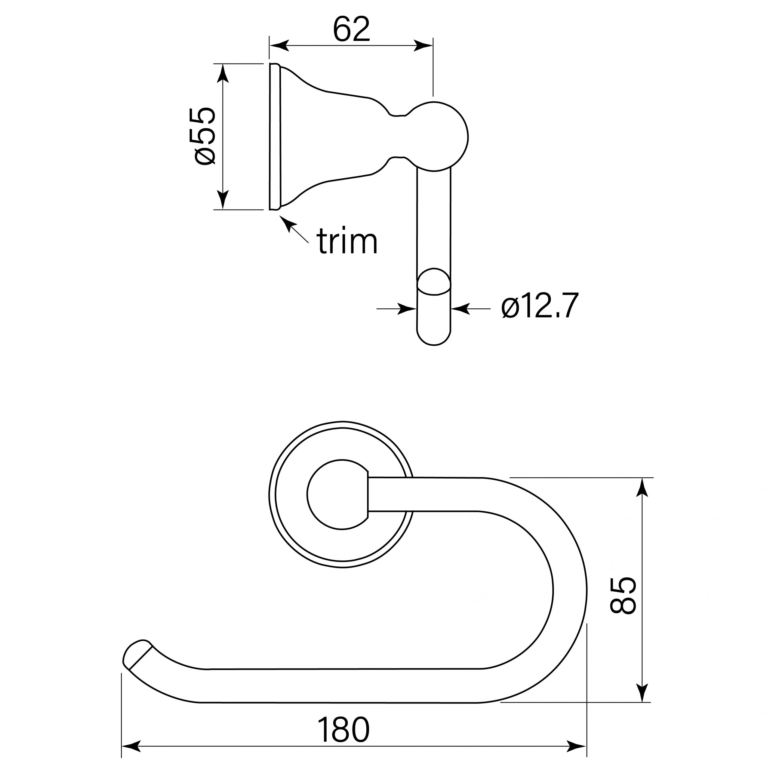 Cascade Toilet Roll Holder dimensions image