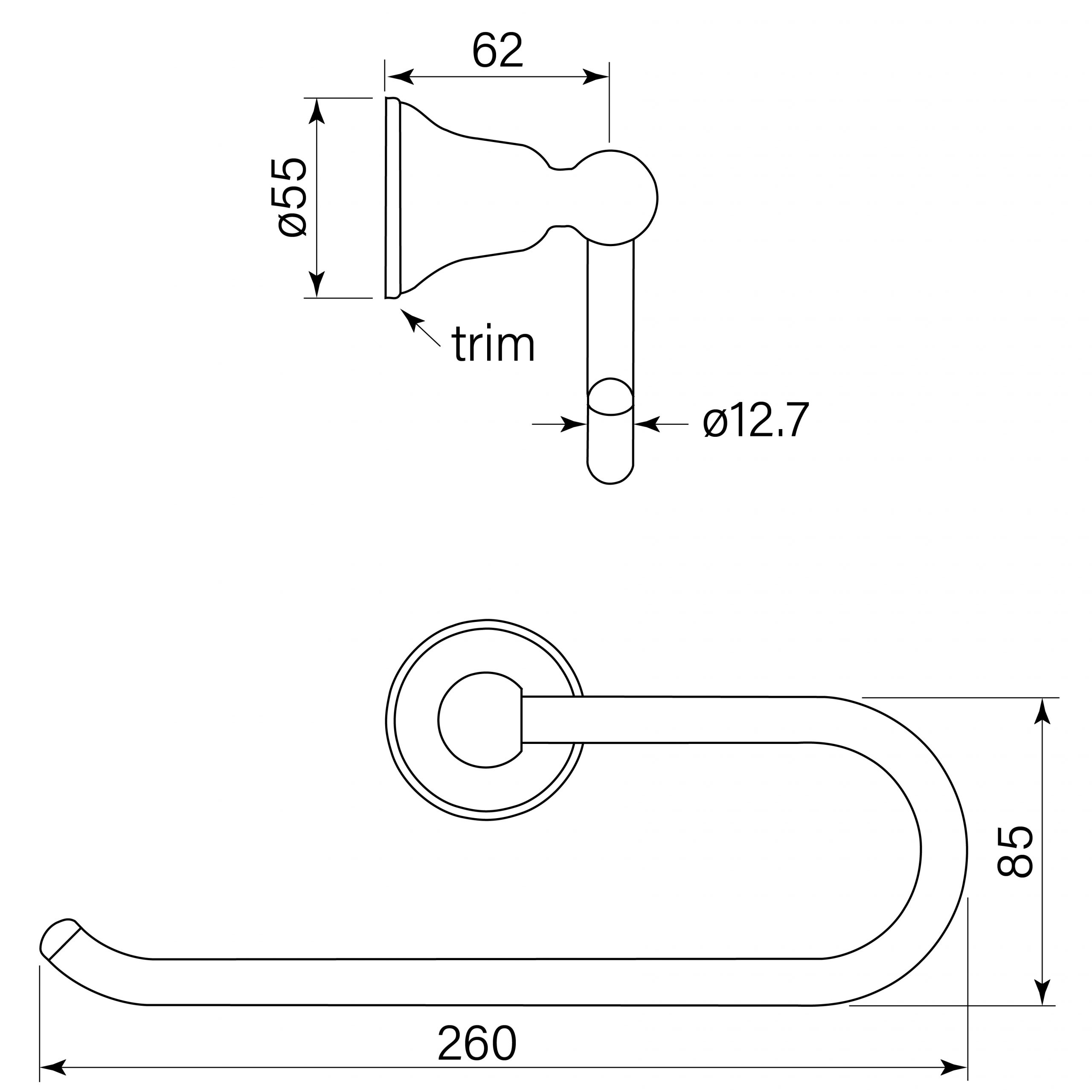Cascade Guest Towel Holder dimensions image