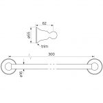 Cascade Handle Towel Rail Single 300 dimensions image
