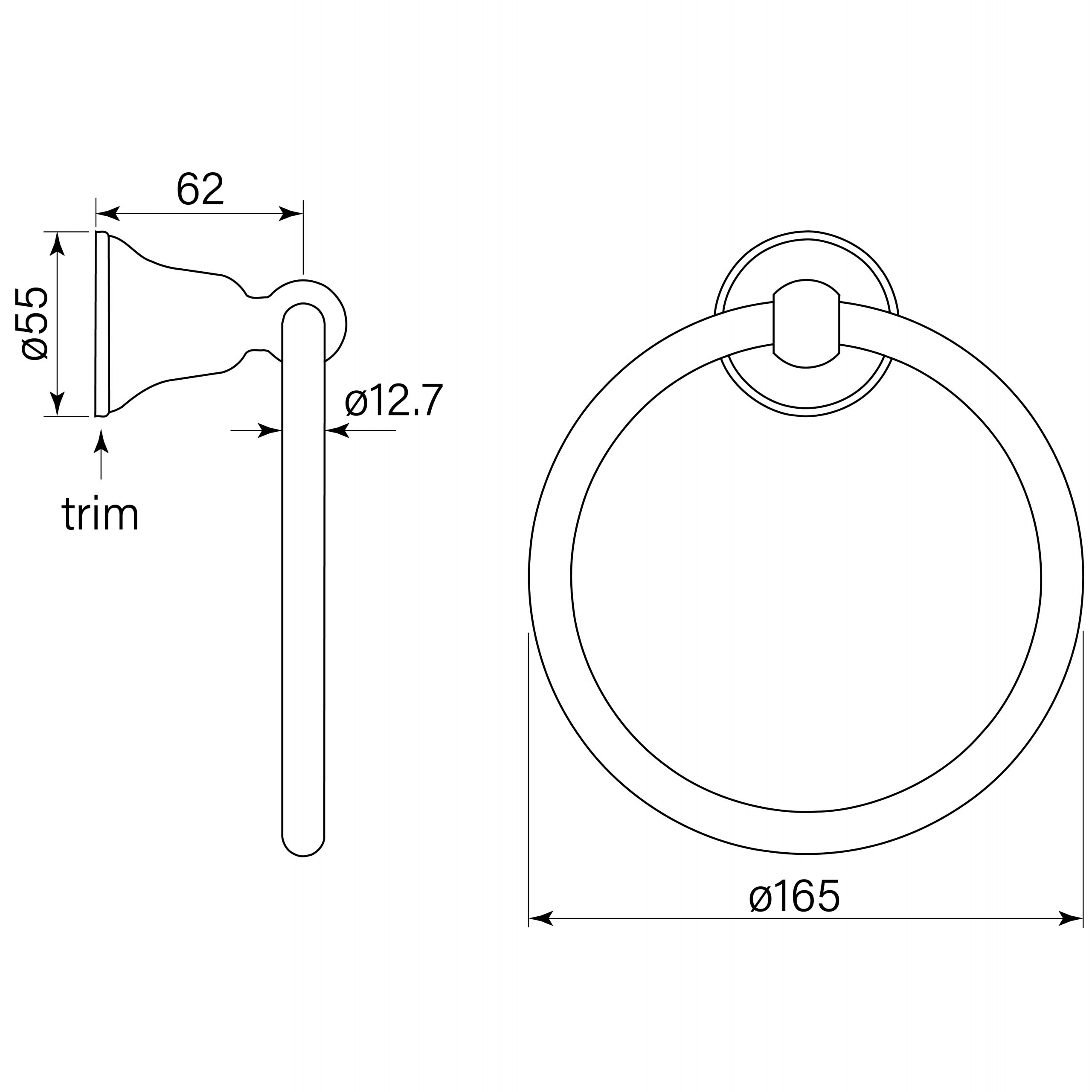 Cascade Towel Ring dimensions image