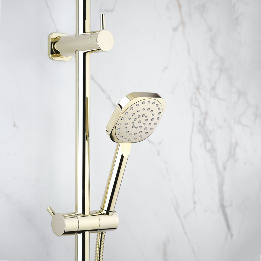 Polished Admiralty Brass Zeos Dual Shower 600 sqa 90sq 217sq in Polished Admiralty Brass