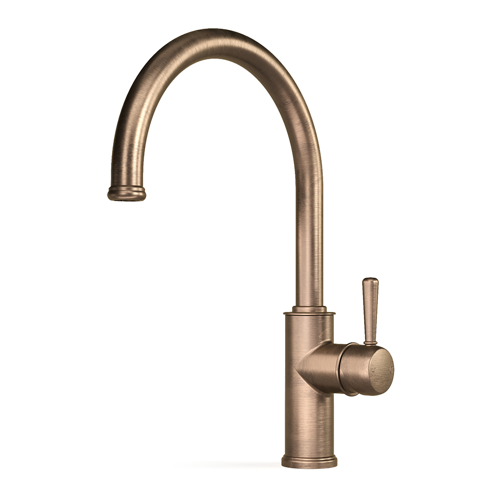 Cascade Sink Mixer Curve 220 in Antique Brass Light