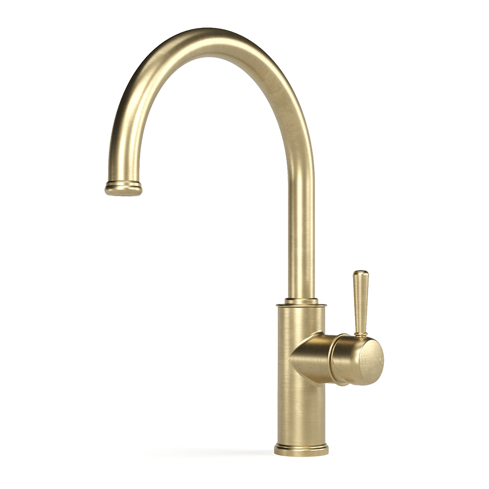 Cascade Sink Mixer Curve 220 in Raw Brushed Brass