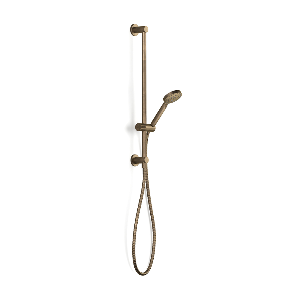 Antique Brass Light Pegasi Slide Shower, Inflow 600, 90rnd in Antique Brass Light