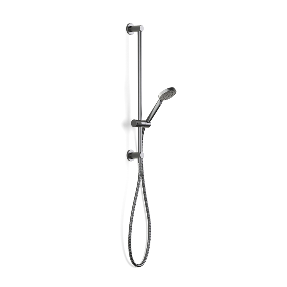 Brushed Graphite Pegasi Slide Shower, Inflow 600, 90rnd in Brushed Graphite