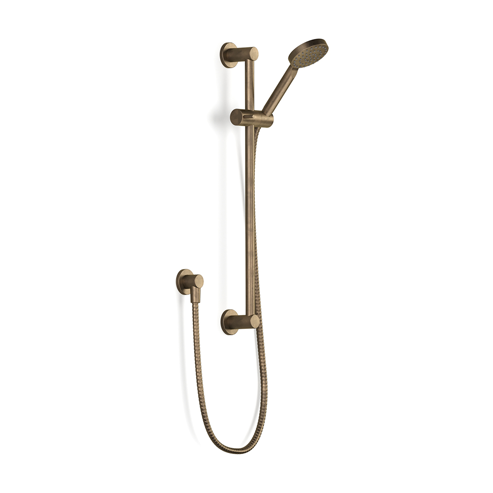 Antique Brass Light Pegasi Slide Shower, Adjust 600, 90rnd in Antique Brass Light