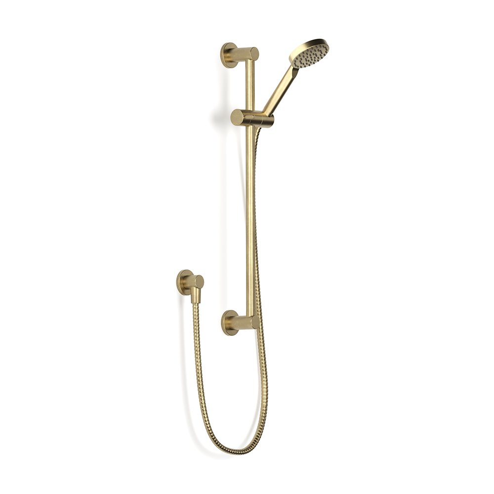 Raw Brushed Brass Pegasi Slide Shower, Adjust 600, 90rnd in Raw Brushed Brass