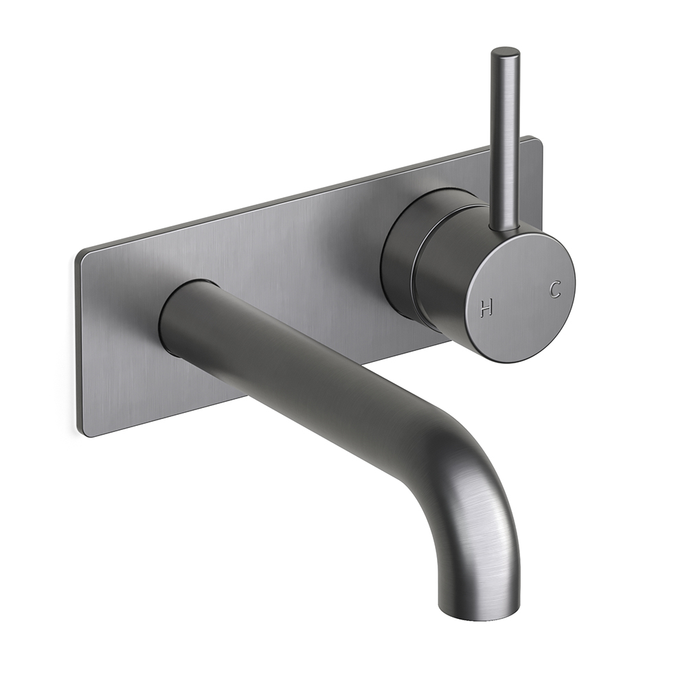 Pegasi M Back Plate Basin Mixer 150 in Brushed Graphite