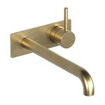 Raw Brushed Brass Pegasi M Back Plate Basin Mixer 250 in Raw Brushed Brass