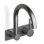 Brushed Graphite Pegasi M Back Plate Basin Mixer Swivel 200 in Brushed Graphite