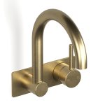 Raw Brushed Brass Pegasi M Back Plate Basin Mixer Swivel 200 in Raw Brushed Brass