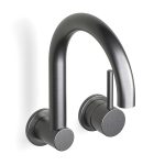 Brushed Graphite Pegasi M Wall Swivel Basin Mixer Set in Brushed Graphite
