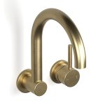 Raw Brushed Brass Pegasi M Wall Swivel Basin Mixer Set in Raw Brushed Brass