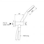 Pegasi Hand Shower on Adjustable Hook, 90rnd dimensions image