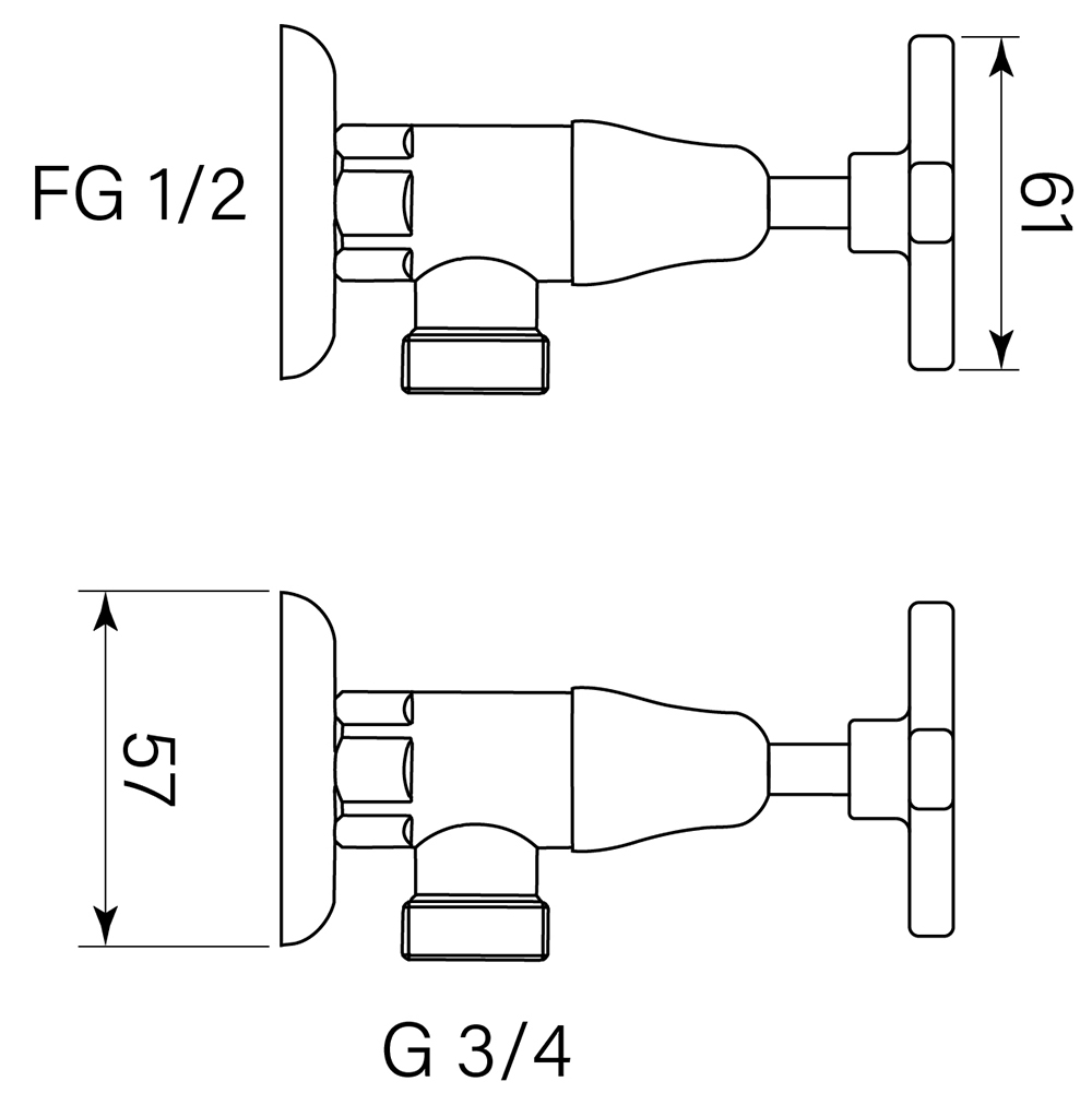 Chisel Washing Machine Tap Pr, Cross dimensions image