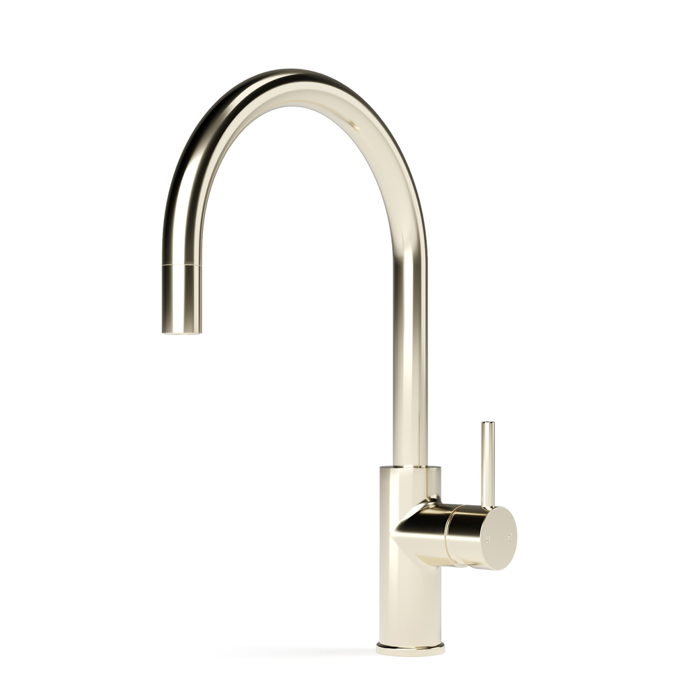 Pegasi M Sink Mixer Curve Pull Out in Polished New Nickel