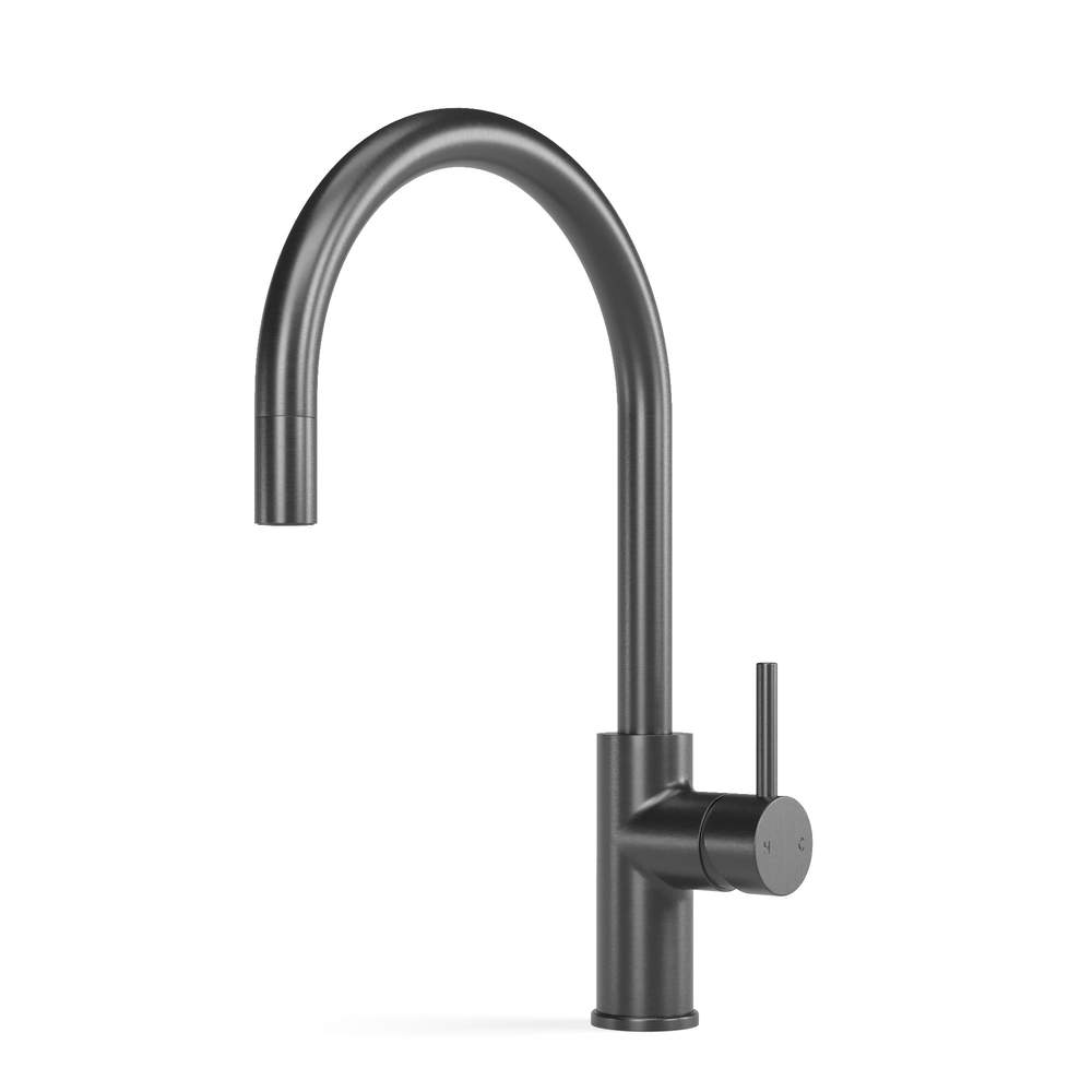 Pegasi M Sink Mixer Curve Pull Out in Brushed Carbon