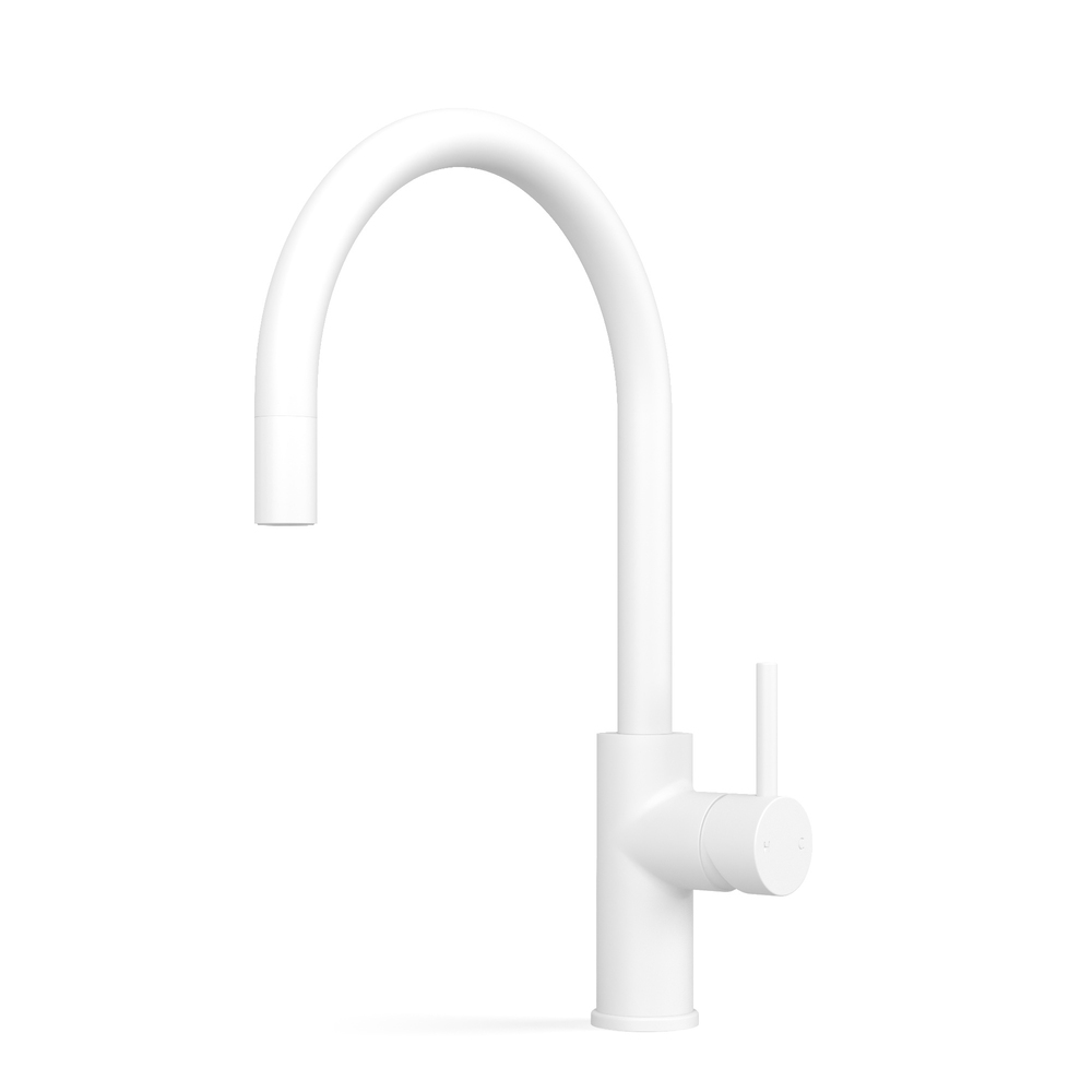 Pegasi M Sink Mixer Curve Pull Out in Switzrok Matte White