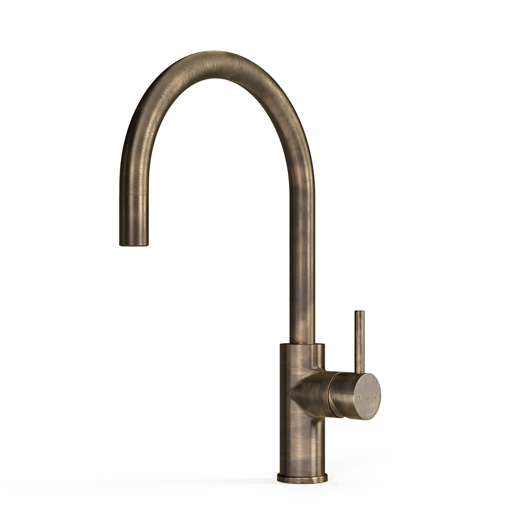Pegasi M Sink Mixer Curve Pull Out in Antique Brass Light