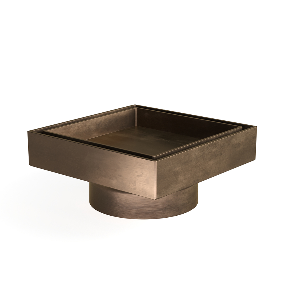 Tile in Floor Waste 115sq x 100 in Antique Brass Light