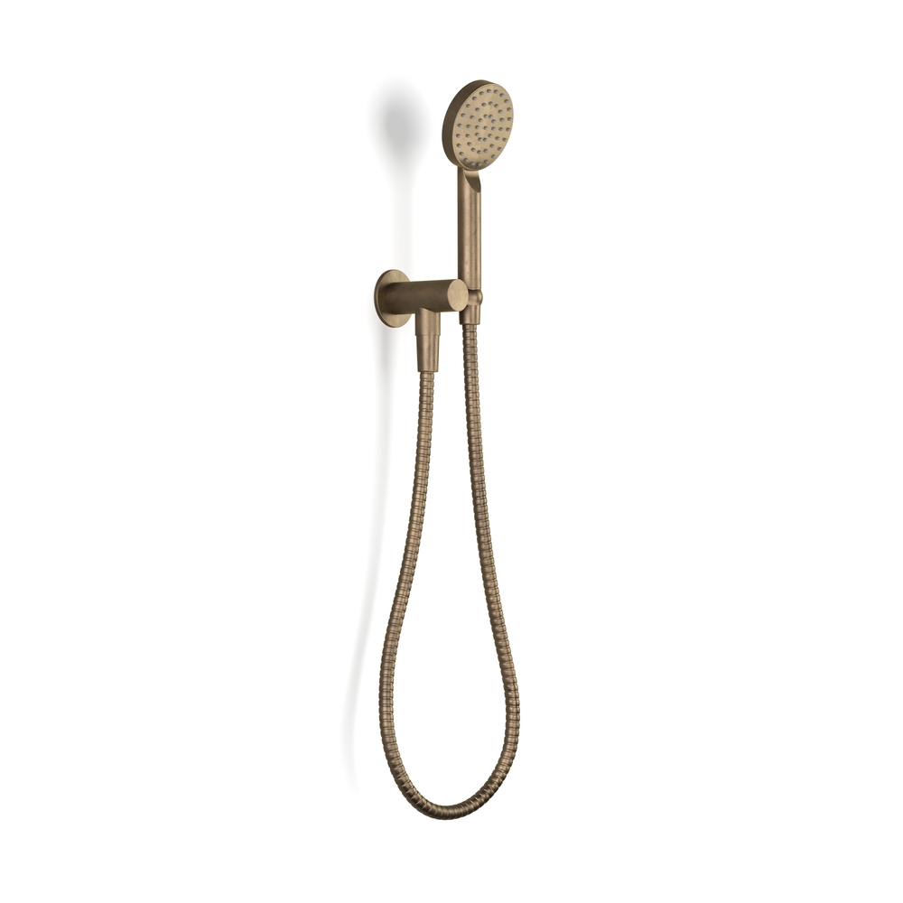 Pegasi Hand Shower on Adjustable Hook, 90rnd in Antique Brass Light