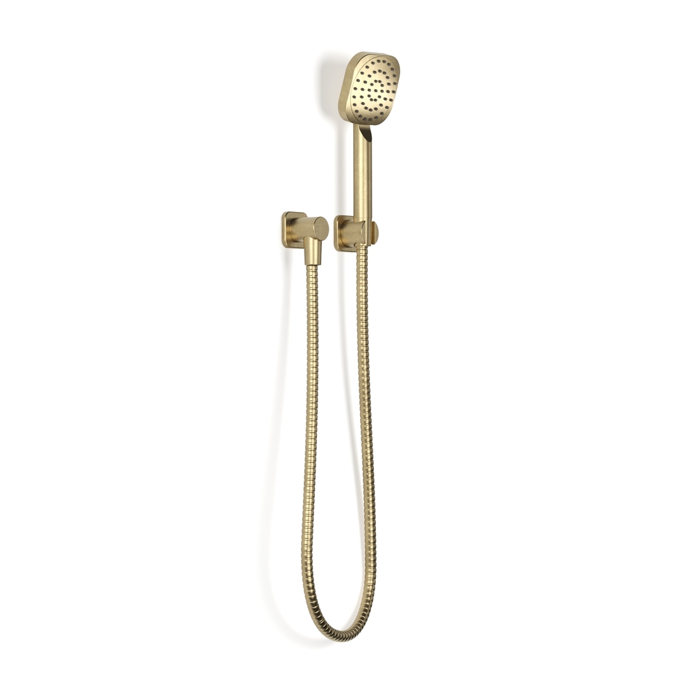 Zeos Hand Shower on Hook in Raw Brushed Brass