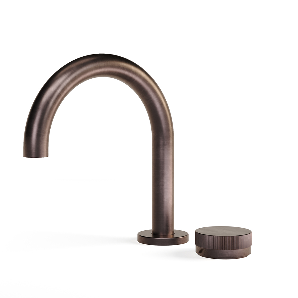 Zero Progresiv Fluted Basin Mixer Curve in Armada Bronze