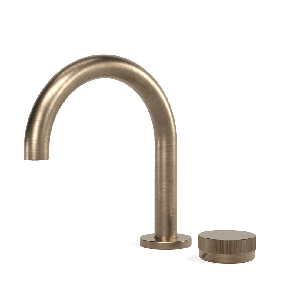 Zero Progresiv Fluted Basin Mixer Curve in Discovery Bronze
