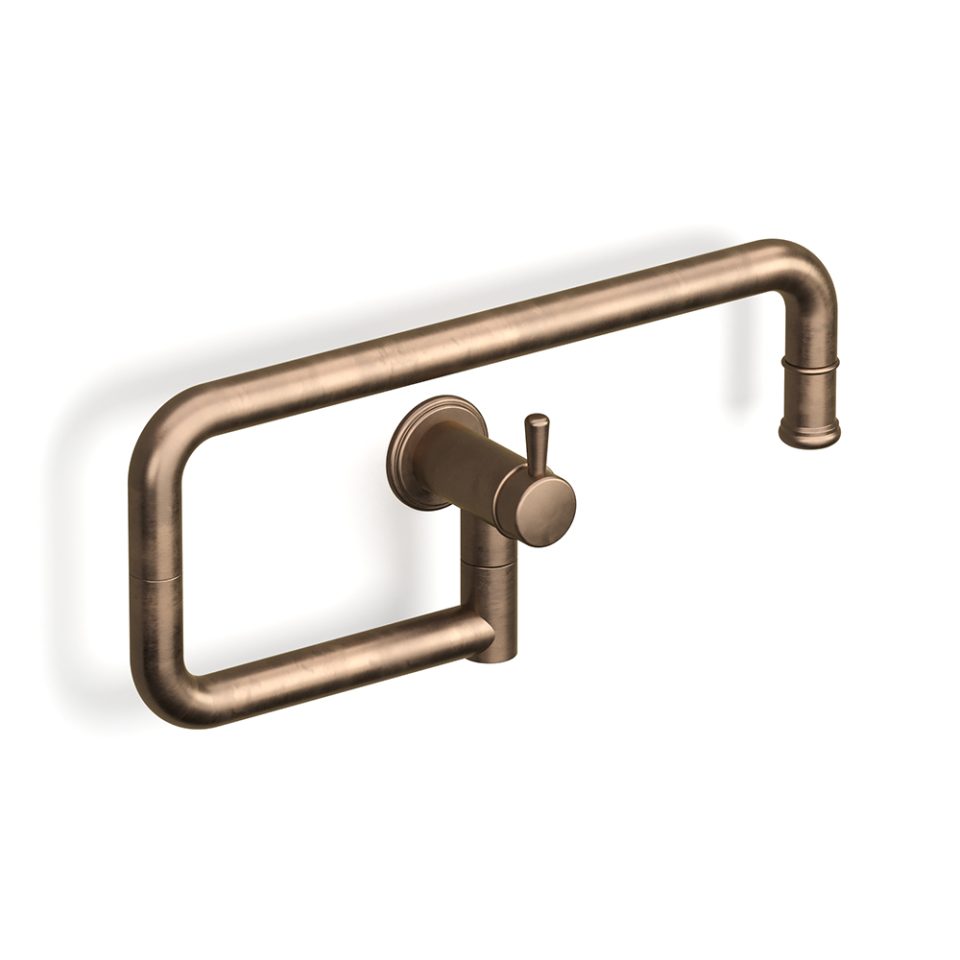 Antique Brass Light Cascade Pot Filler Wall in Antique Brass Light