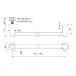 Pegasi Heated Towel Rail 900 dimensions image