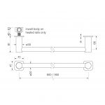 Zeos Heated Towel Rail 900 dimensions image