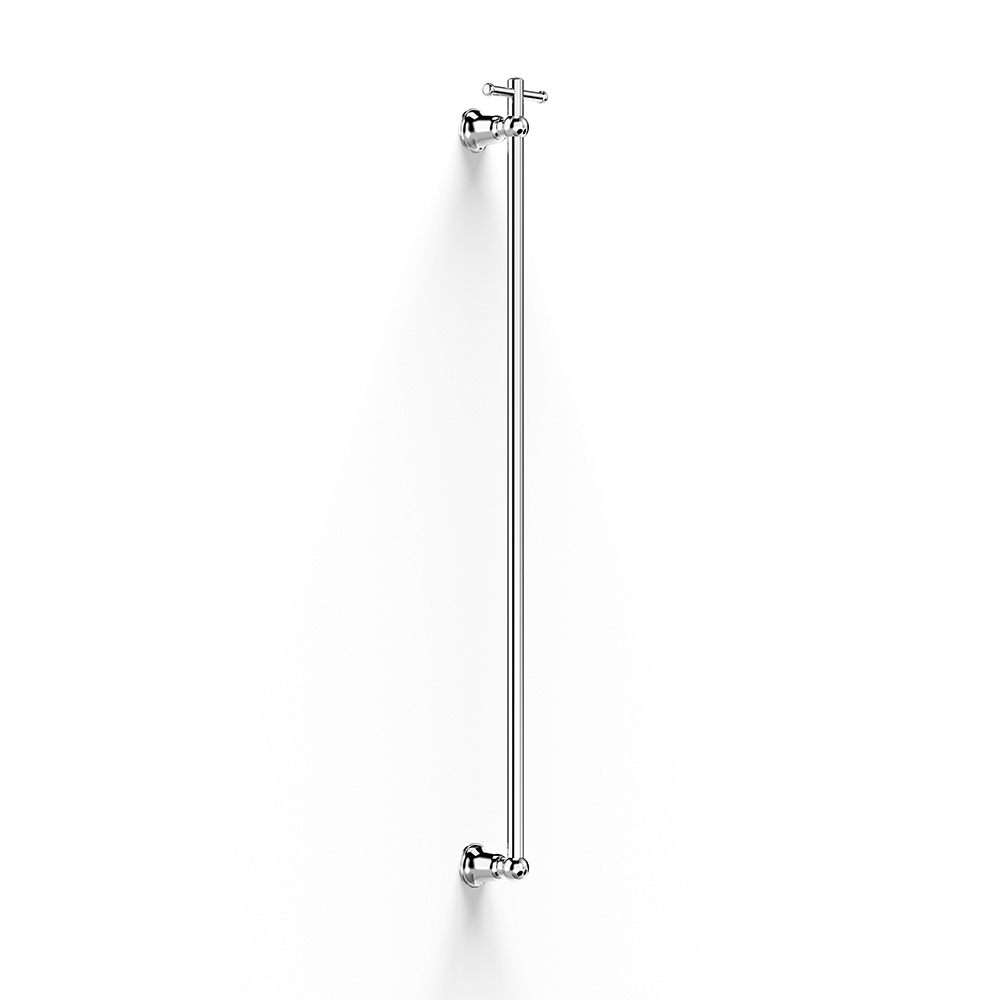 Chrome Cascade Vertical Heated Towel Rail w TBar in Chrome