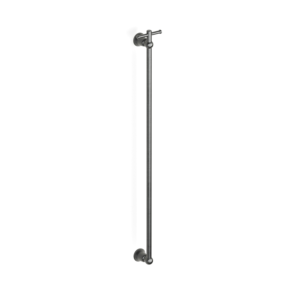 Brushed Graphite Cascade Vertical Heated Towel Rail w TBar in Brushed Graphite