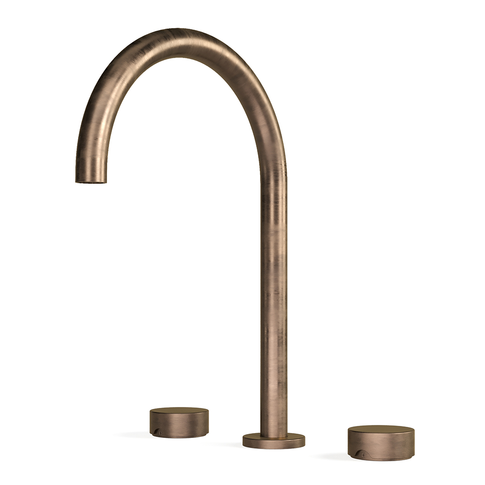Zero Smooth Sink Set in Antique Brass Light