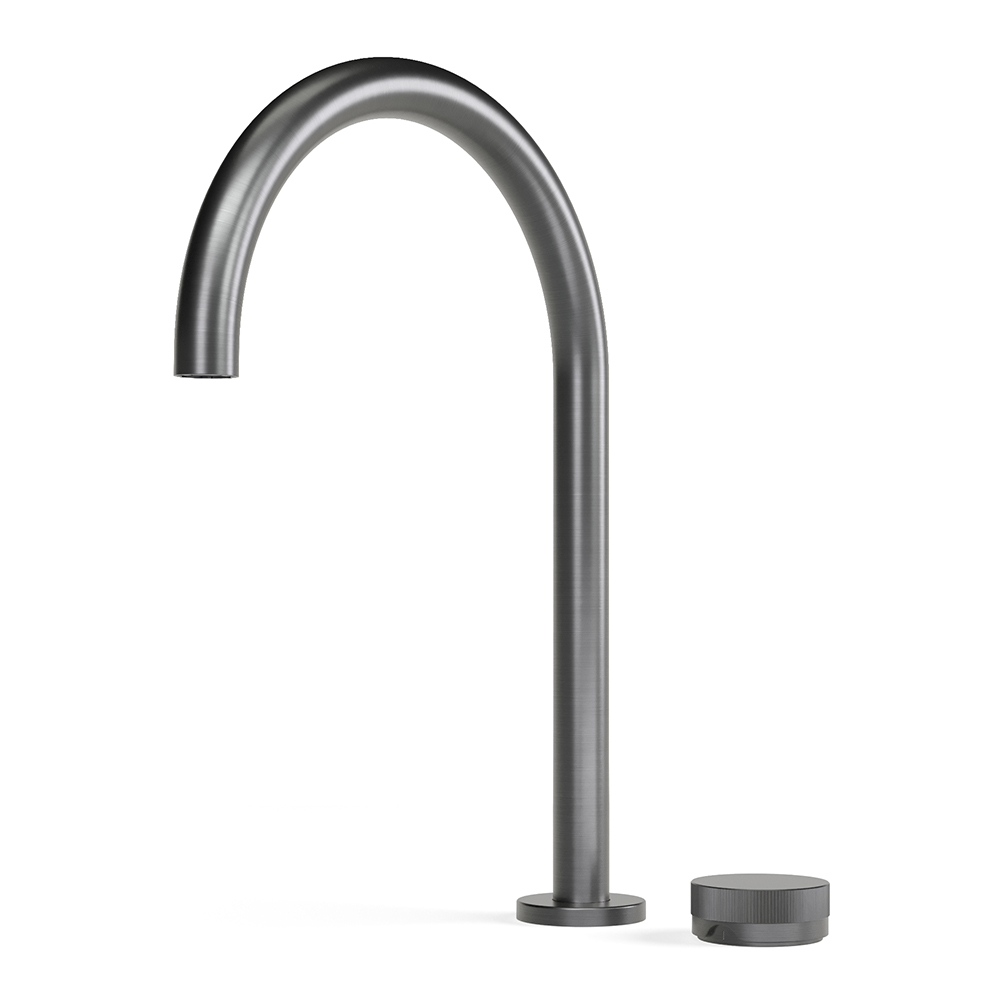 Brushed Graphite Zero Progresiv Fluted Basin Mixer Tall Curve in Brushed Graphite