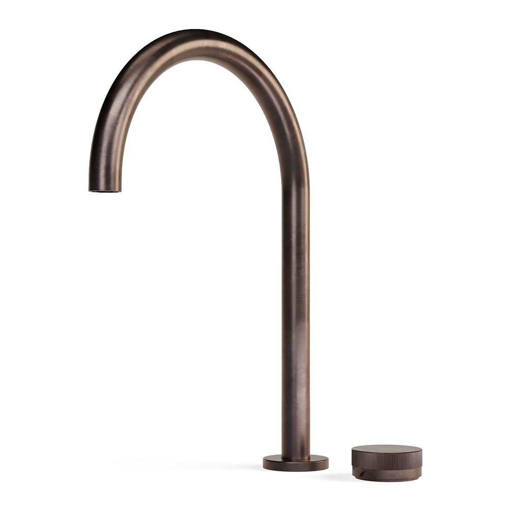 Armada Bronze Zero Progresiv Fluted Basin Mixer Tall Curve in Armada Bronze