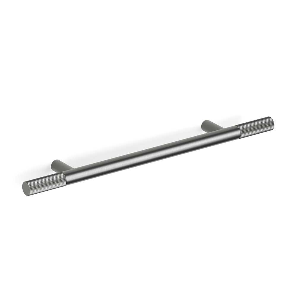 Bar Pull End Flute 208 (128hs) in Brushed Graphite