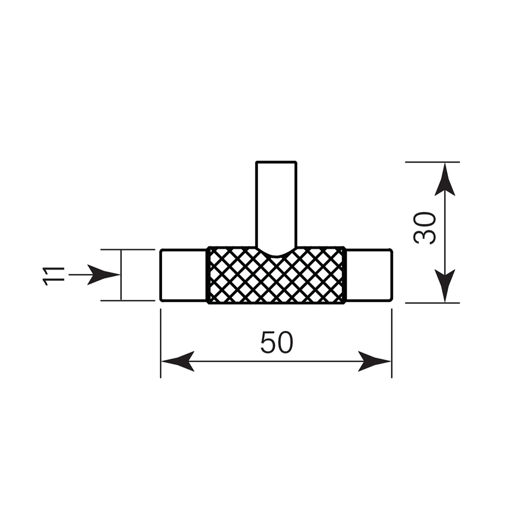 T Bar Pull Centre Knurl dimensions image