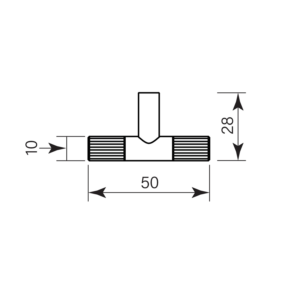 T Bar Pull End Flute dimensions image