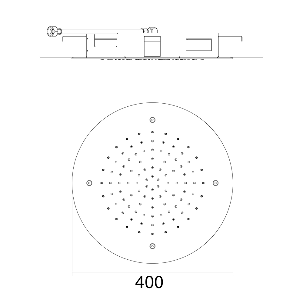Atico Flush Ceiling Shower 400 Round dimensions image