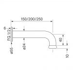 Cascade Wall Bath Spout 200 dimensions image
