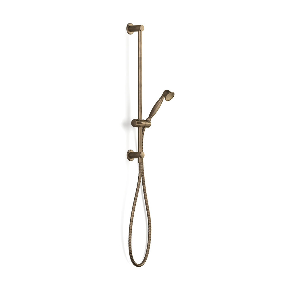 Cascade Slide Shower, Inflow 600 in Antique Brass Light