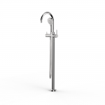 Chrome Pegasi Floor Bath Mixer Curve w. Handshower in Chrome